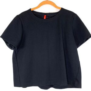 Spanx Black Ponte Crew Neck‎ Vented Back Tee Minimalist Stretch Large